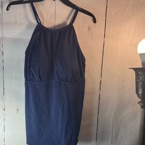 Lands’ End (14) Navy blue halter bathing suit top
